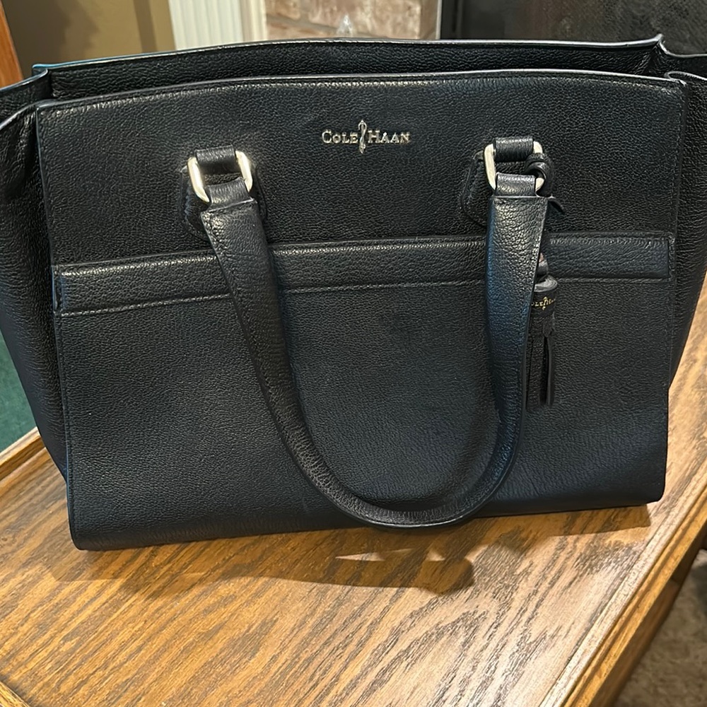 Cole Haan Black Textured Leather Handbag